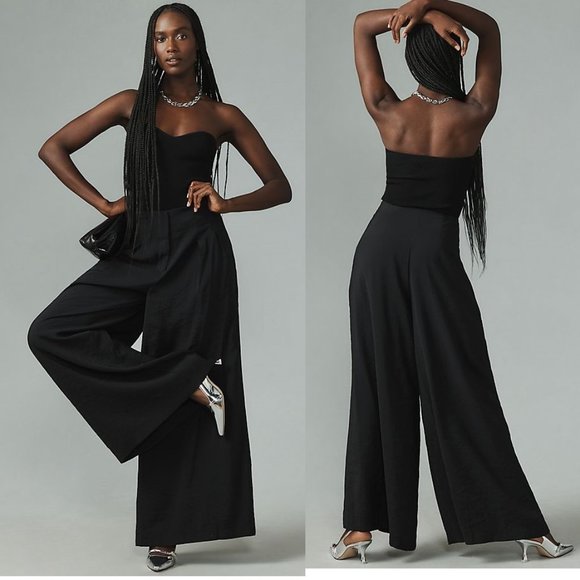 By Anthropologie High-Rise Pleated Wide-Leg Trouserspants...